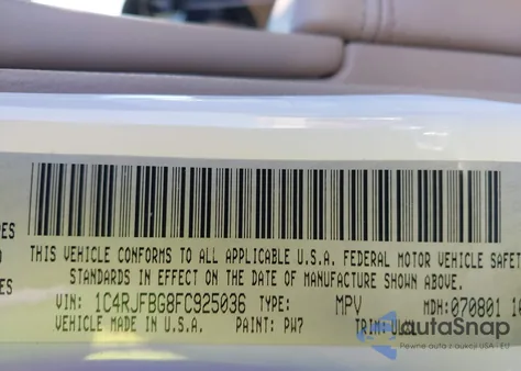 2015 Jeep Grand Cherokee Limited из США, поврежденный, VIN 1C4RJFBG8FC925036